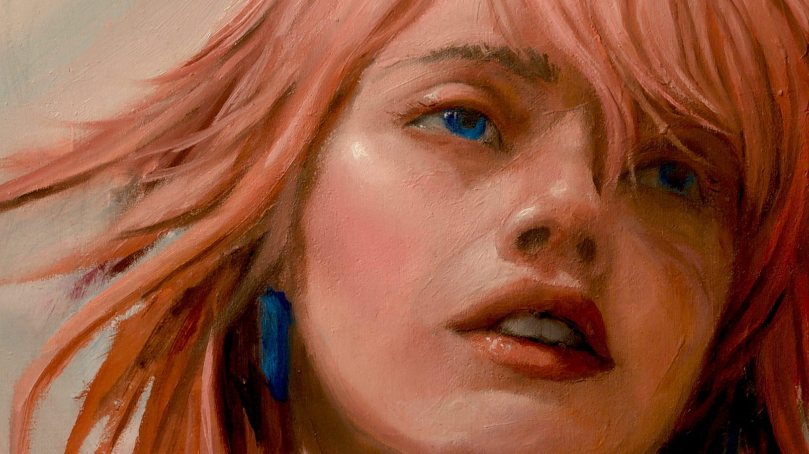 Pink Portrait – Öl auf Leinwand